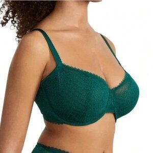 30H Bra Bare Necessities Push Up Unlined Lace Emerald Green‎ Forest Green
